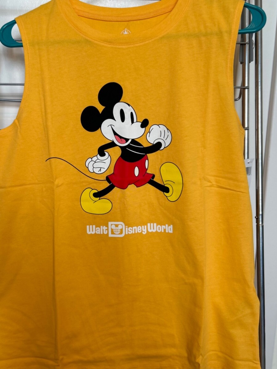 トップス mickey tank tops NEW Walt Disney World Womens Tank Top Medium Yellow Mickey