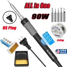 90W 220V Solder Wire Adjustable Temperature Welding Soldering Iron Kit Gun Tools