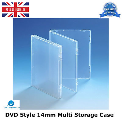 3 x Ultraklar DVD Stil 14mm Buchrücken Multi Aufbewahrungsbox ohne Disc Halter HQ