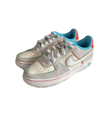 Nike Air Force 1 Kids Youth LV8 Holiday Cookies Pale Ivory White Red Sz 4Y