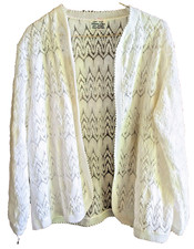 Vintage Cardigan Womens Sweater Sz S-M Vienna Lace Lightweight Delicate Japan