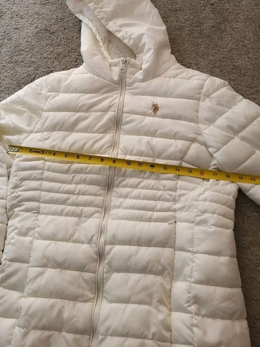 U.S. Polo Ass Zigzag Wave Cozy Faux Fur Lining Hooded Quilted Puffer Jacket Sz M - Picture 8 of 9