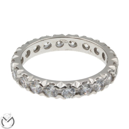 Bague Solitaire Tank En Or Blanc 18k 750 - Zirconium Blanc - Taille 50 - Années 1930