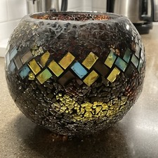 Multi Color Glass Mosaic Candle Holder