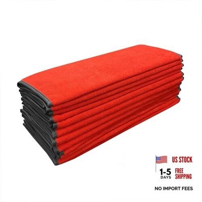 Large 320 GSM Microfiber Towels for Car Detailing, Washing, Drying, Ultra Red
