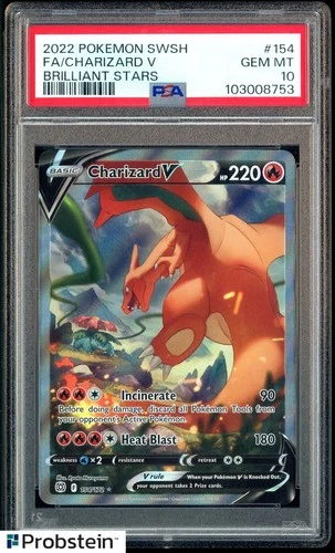 2022 Pokemon SWSH Brilliant Stars #154 FA/Charizard V PSA 10 GEM MINT