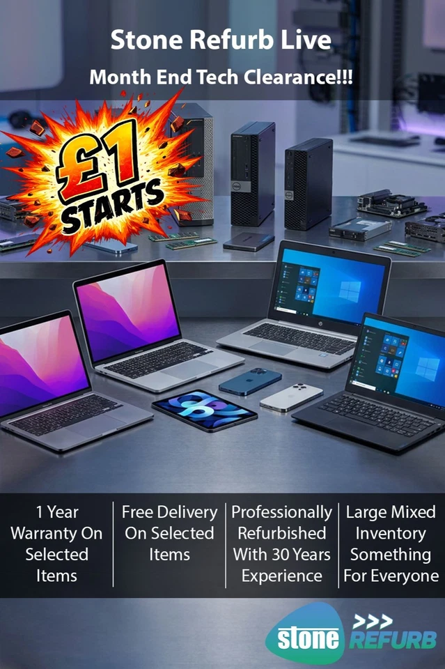 Stone Refurb Month End Tech Clearance | £1 Starts | Bargains | Save ££