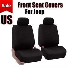 For Jeep Cloth Car Seat Covers Front Set 2-Seat Front Protector Cushion Black