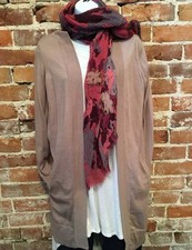 Denim Co Essentials Putty Beige Ribbed Long Cardigan Button Sleeve Detail New