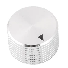 25mm x 15mm Aluminum Alloy Knurled Button Potentiometer Control Knob Silver Tone