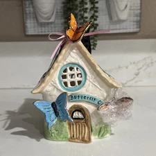 Blue Sky Clayworks BUTTERFLY COTTAGE Tea Light Candle House NWT