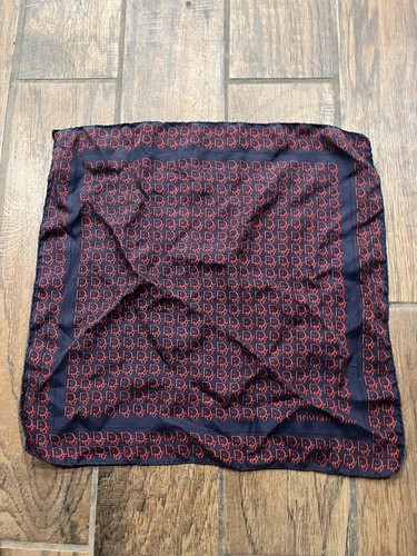 Foulard carré Christian Dior vintage rouge bleu soie monogramme