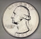 Uncirculated 1952 Philadelphia Mint Silver Washington Quarter