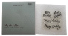 CTMH My Acrylix Acrylic Stamp Set Joyful Birthday Happy Sentiments Card Making