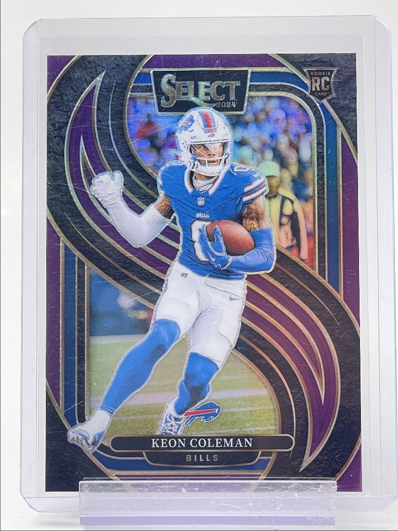 KEON COLEMAN 2024 SELECT PREMIER LEVEL ROOKIE PURPLE PRIZM RC /75 Q4332