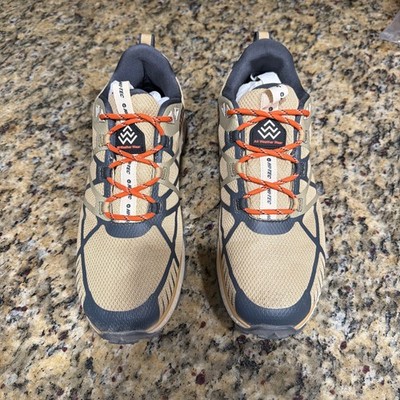 NEW Hi-Tec Men s AWW Mauna Hiker WP Shoes Tan/ DK Grey/ Orange US 1O Waterproof