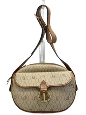 Christian Dior Shoulder Bag Beige Leather Vintage Crossbody Handbag YBa0905