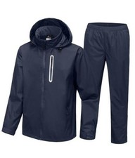 Men's Waterproof Golf Rain Suit Rain Gear Jacket and Pants Small Navy