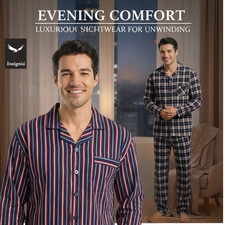 Mens Traditional FLANNEL Pyjamas Set  Pjs 100% COTTON BRUSHED COTTON WINTER