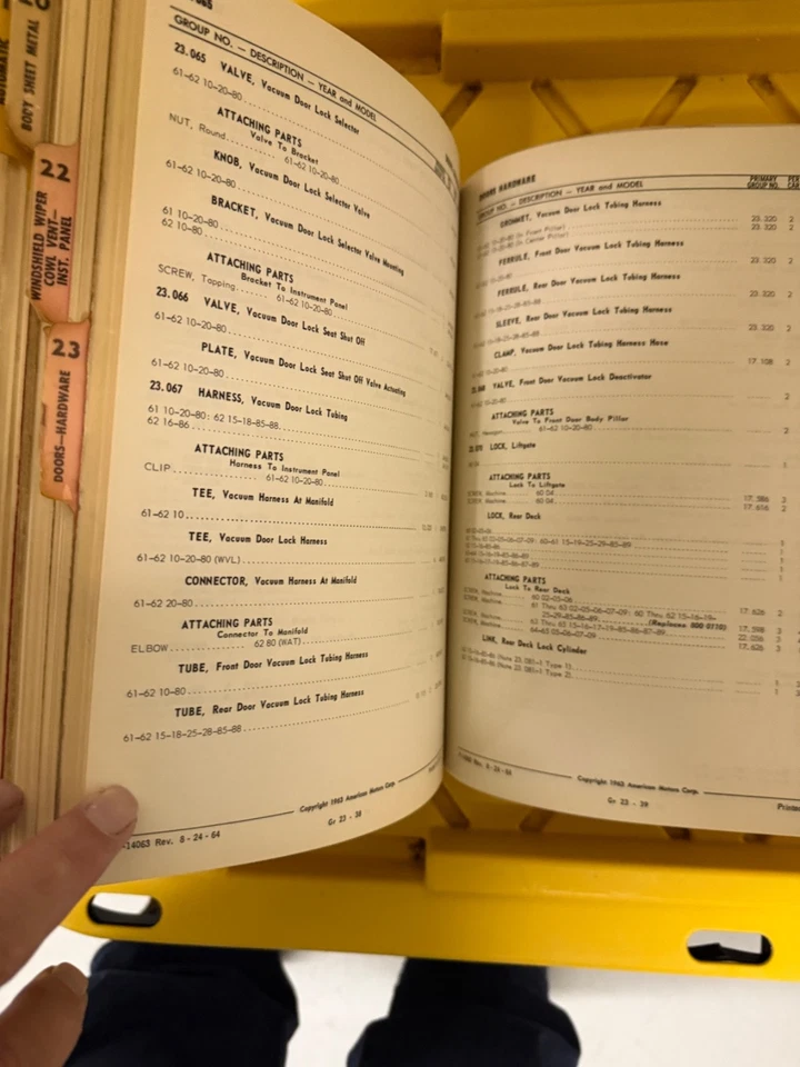 复古 1960 65 AMC RAMBLER 零件配件目录价格清单固定器 — 第 2/4 张图片