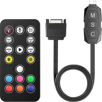 ARGB Controller Kit 17Key Remote Mini RGB PC Case Fan LED SATA Power Hub