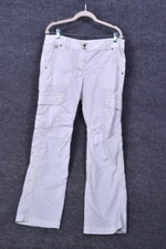 ExOfficio Hiking Pants Womens 12 Cream Beige Tan Rise Cargo Outdoor Nylon Blend