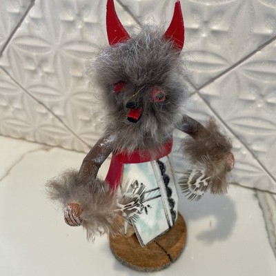 Vintage Hopi handgefertigte Wolfstänzerin Kachina Puppe, 8,5 Zoll signiert von R. Yazzie