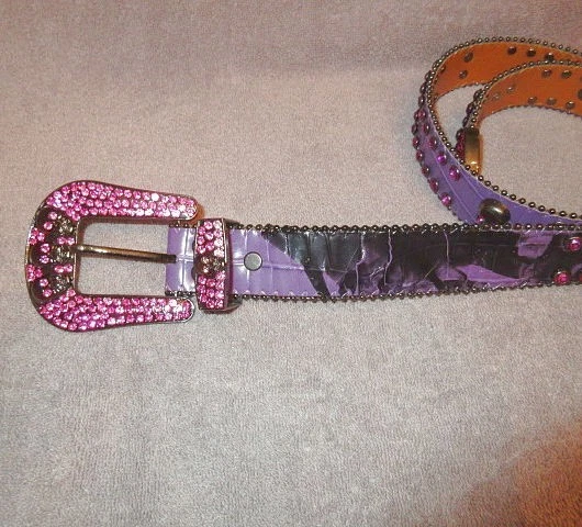 Cinturón Calavera BB Simon Talla 34 Cristales Swarovski Cuero Brillante Gótico Rocker Motociclista Foto 2 de 4