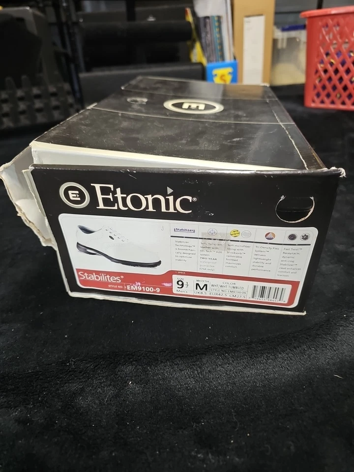 高尔夫男式鞋 9.5 码 Etonic Stabilites 白色(带盒) — 第 2/4 张图片