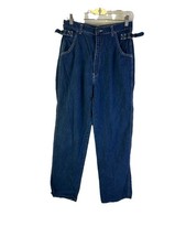 Vintage 80s Womens 12 Baggy Cargo Wide Leg Jeans Streetwear Grunge