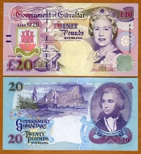GIBRALTAR, 20 pounds, 1995, QEII, P-27, AA-Prefix, UNC