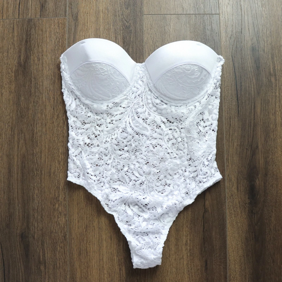 White Lace Sexy Plus Size Lingerie Bodysuit Teddy One Piece Bridal Bride  Fitted