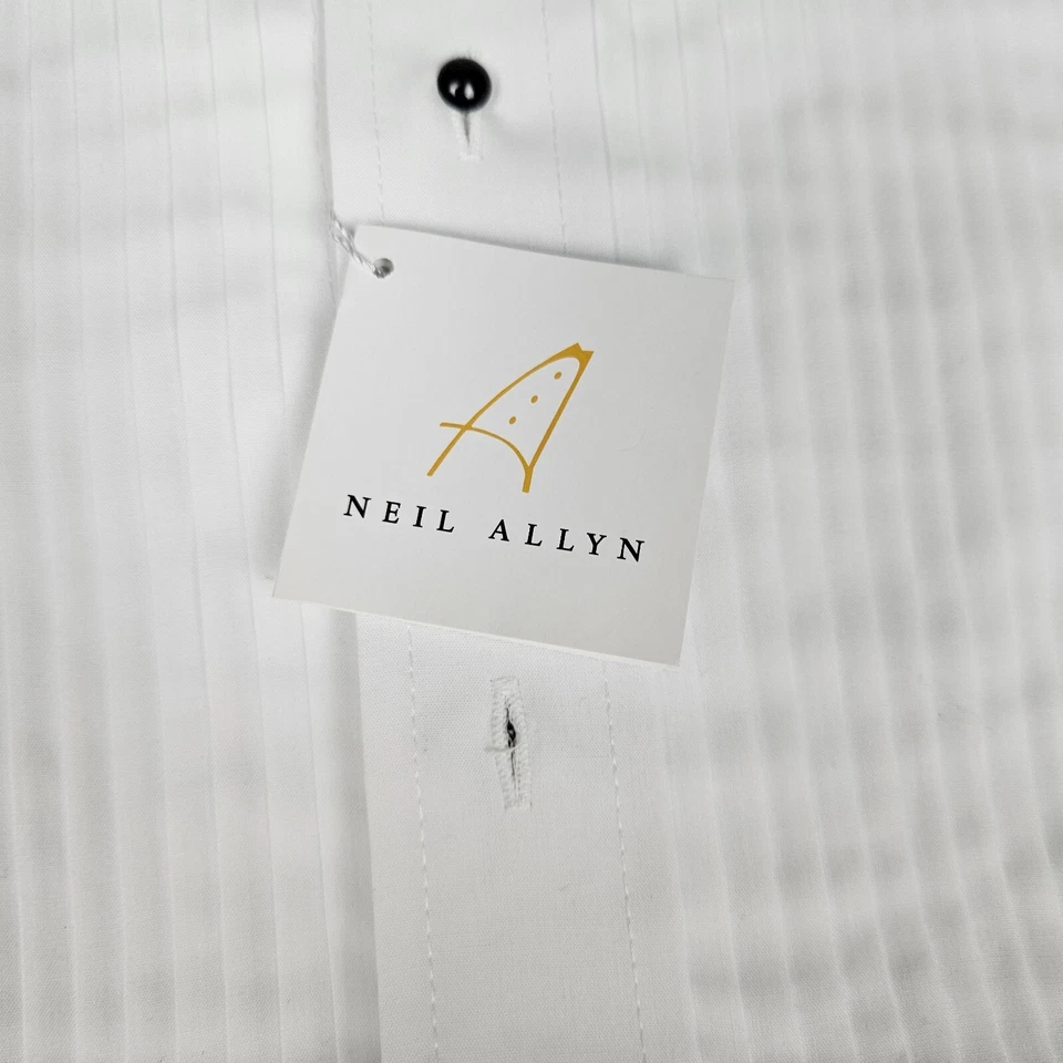 Camisa de Esmoquin Neil Allyn Para Hombre Pequeña 34/35 Cuello Blanco Boda Formal Ajustada Foto 4 de 4