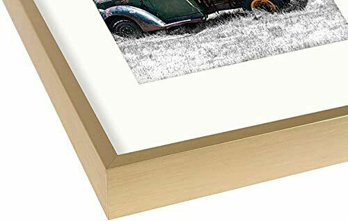 16x20 Klassischer Satin Aluminium Gold Bilderrahmen mit Elfenbein Passepartout für 11x14 Foto - Bild 5 von 7