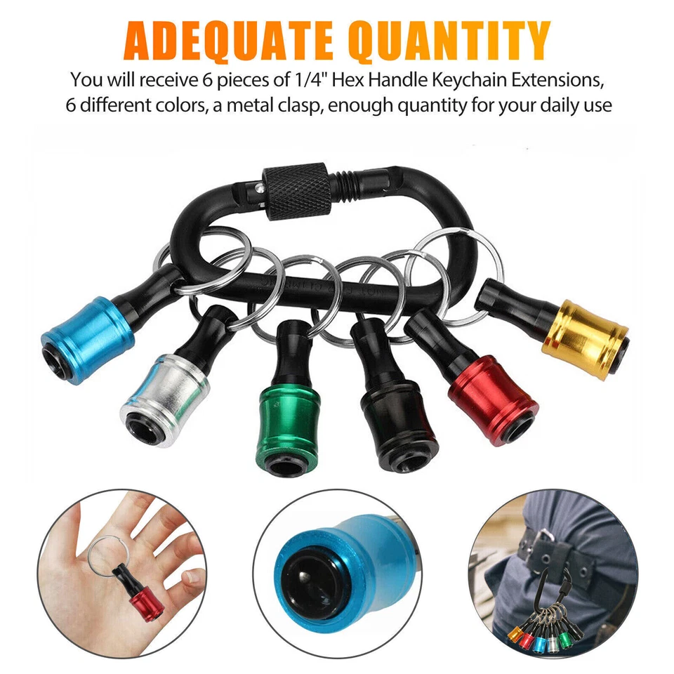 1/4 Hex Shank Quick Release Keychain Screwdriver Drill Bit Holder Bit Set Buckle - Image 3 of 4