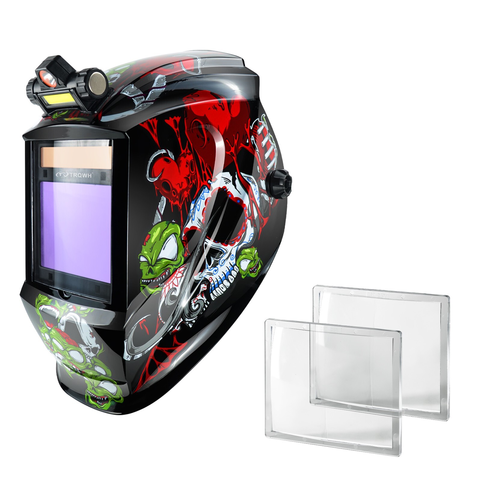 TRQWH True Color Welding Helmet with 4 Arc Sensors and 2.5 Diopter Magnifier