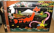 Vintage 1950's Black Lacquer Japanese Photo Album Nice Collectible 