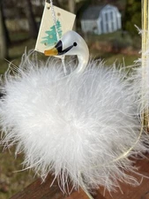 Soffieria De Carlini Hand Blown Glass Italy White Swan Ornament