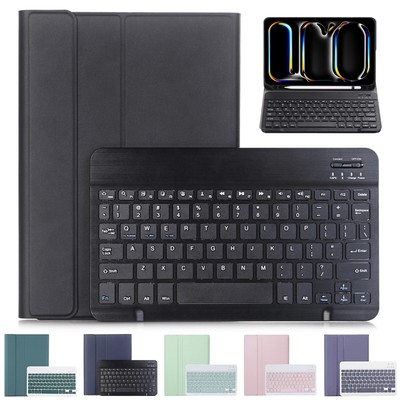 For iPad Pro 11in 2024 Backlit Wireless Keyboard Folio Case w/Pencil Holder