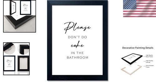Funny Bathroom Canvas Art - Black and White 'Please Don't Do Coke' Print - Imagen 2 de 11