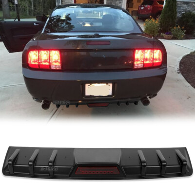 DREAMIZER Matte Black Rear Bumper Diffuser & Shark Fin Spoiler Wing For Ford Mustang GT
