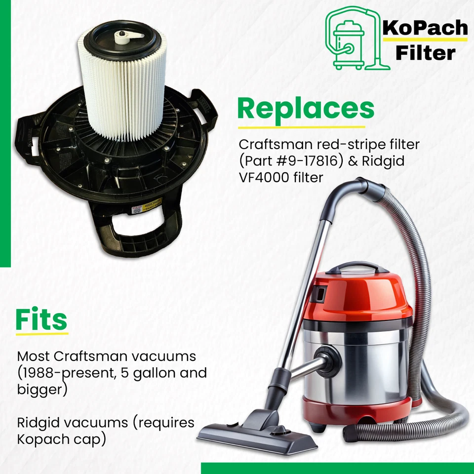 Craftsman & Ridgid Replacement Filter By Kopach, Part # 17816 - Image 2 of 4