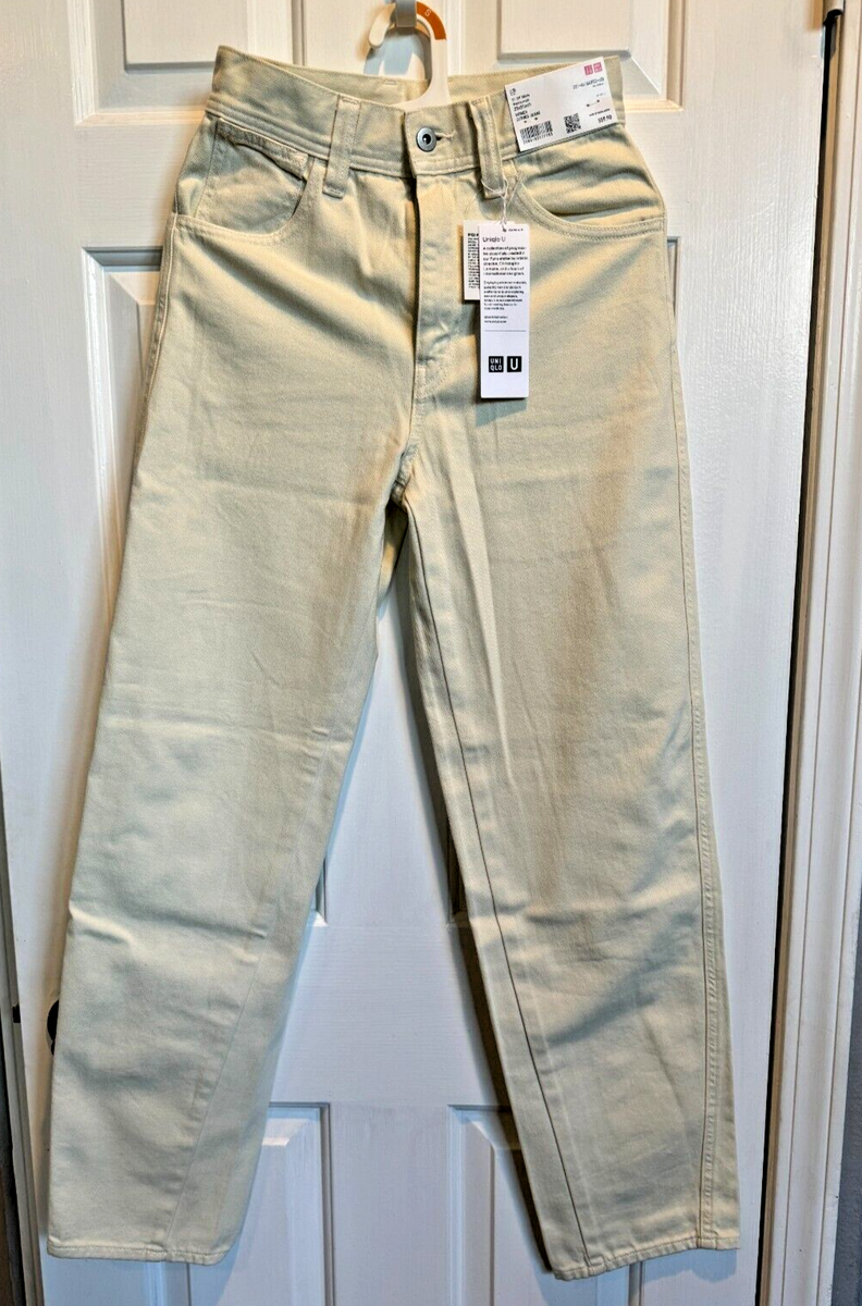 ★送料・関税込★OPEN YY★CURVED JEANS★ NEW Uniqlo Curved Jeans Off White Waist 27 x 31 inch denim