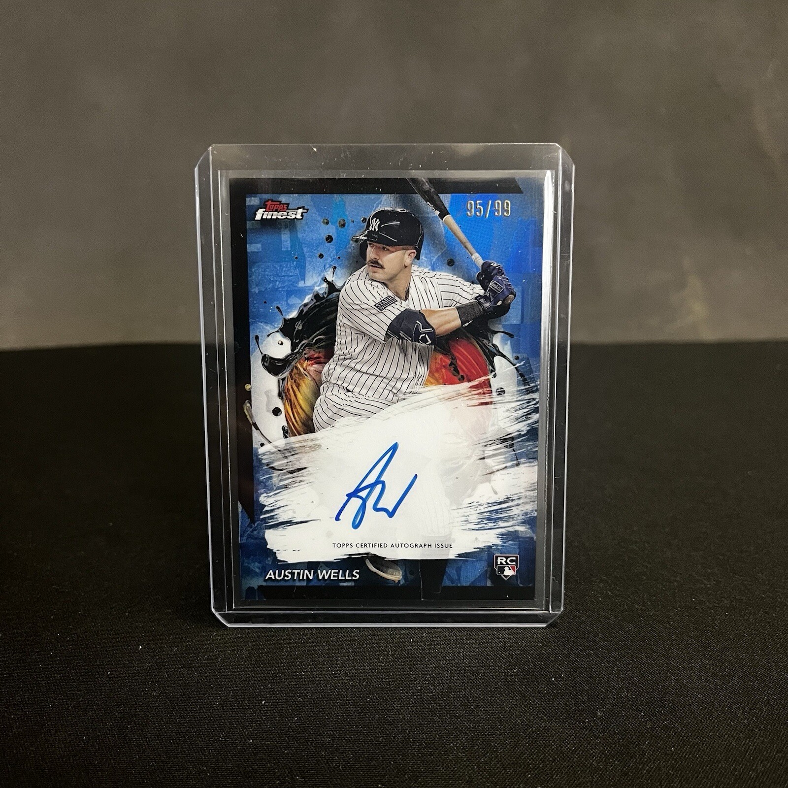 Austin Wells Rookie RC Auto /99 2024 Topps Finest Blue Refractor Yankees