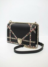 New! Christian Dior Diorama Black Calfskin Mirror Embroidered Crossbody Bag Rare