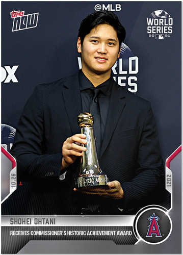2021 Shohei Ohtani Receives Achievement Award Topps Now World Series Card #1010