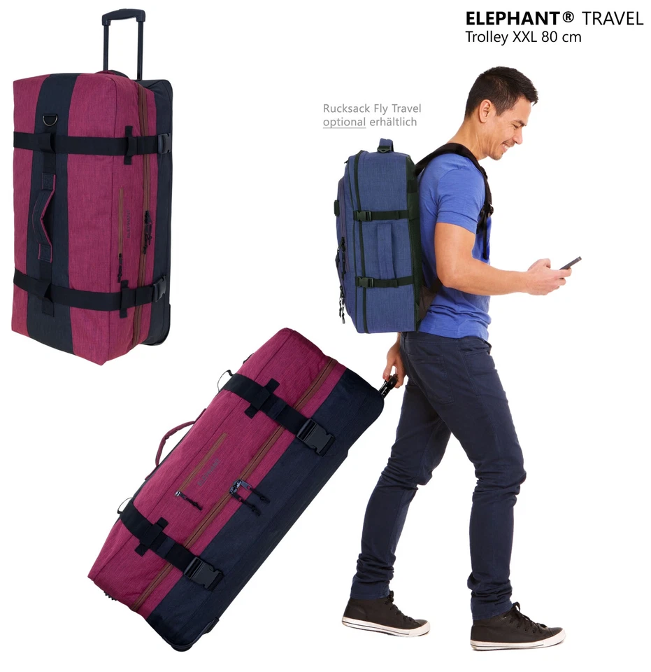 Trolley Reisetasche Herren groß XXL 80cm 120L Trolly Elephant Travel 13032 Rot - Bild 4 von 4