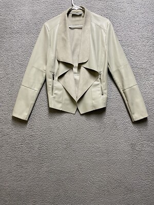 Bagatelle Jacket Womens L Gray Vegan Faux Leather Open Zip Pockets