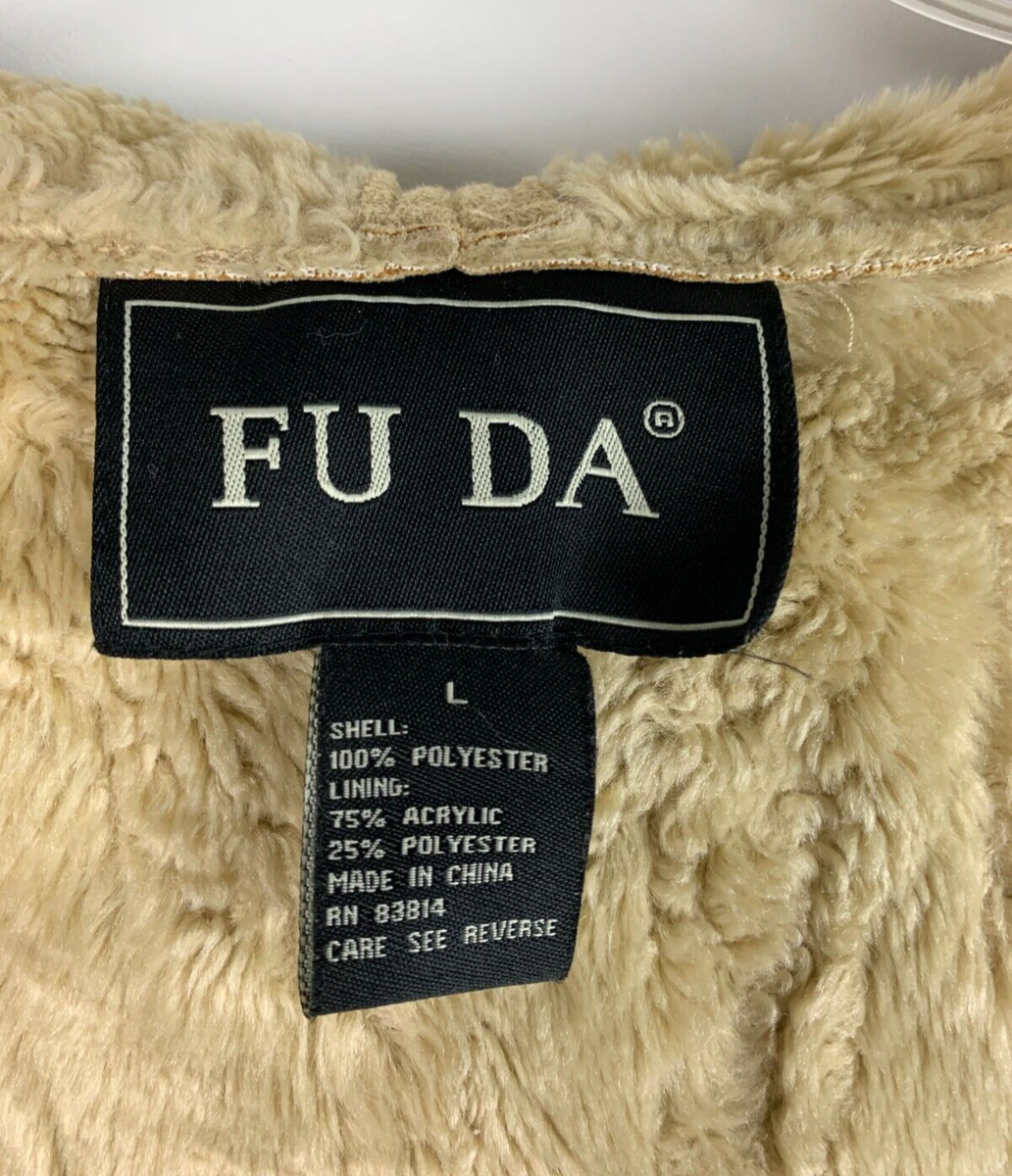 FU DA New York Jacket Tan Faux Suede Hood Zip Pockets Faux FU DA New York Jacket Tan Faux Suede Hood Zip Pockets Faux