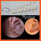 6-12mm Sterling Silver Gold Ear Nose Piercing Seamless Segment Ring Hoop Earring